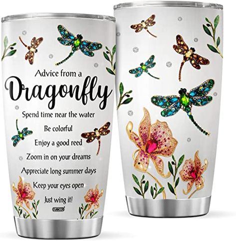 Dragonfly Tumbler, Dragonfly Gifts, Dragonfly Jewelry, Glasses Drinking, Diy Tumblers, Travel Coffee Mugs, Indoor Activities, Jewelry Style, Pretty Gift