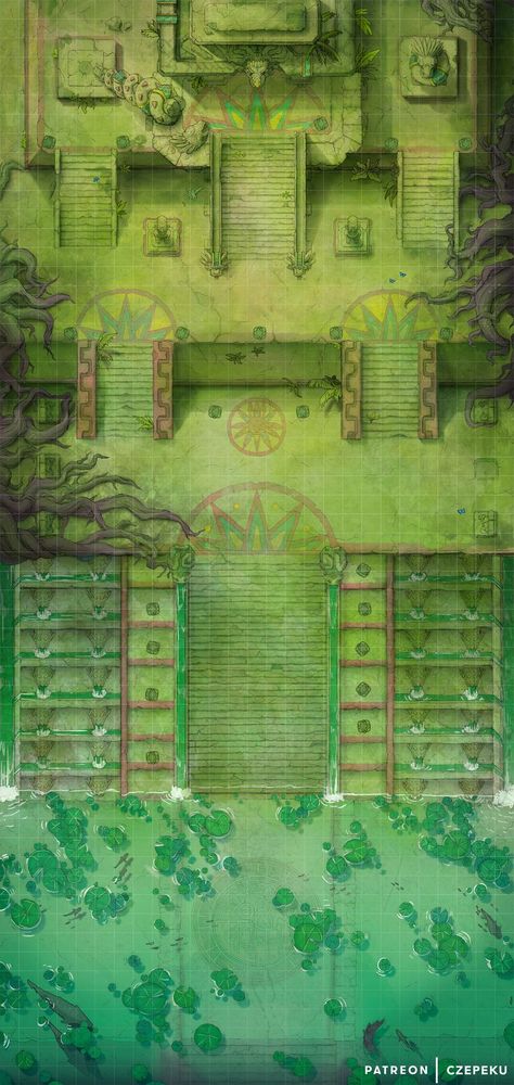 Rainforest Map, Maps Rpg, Pathfinder Maps, Jungle Temple, Dnd Crafts, Dnd World Map, Temple Ruins, Dnd Dragons, Tabletop Rpg Maps