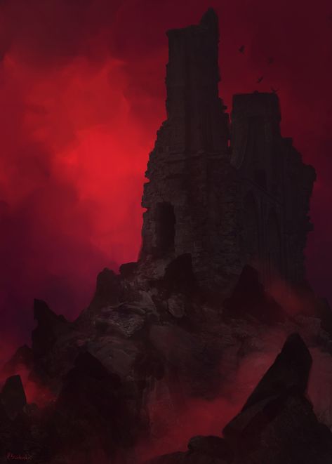 ArtStation - Red, Magdalena Świderska Red Kingdom Aesthetic, Gothic Kingdom, The 10th Kingdom, Red Castle, Red Kingdom, Dark Mountains, Classic Academia, Medieval Aesthetic, Night Street