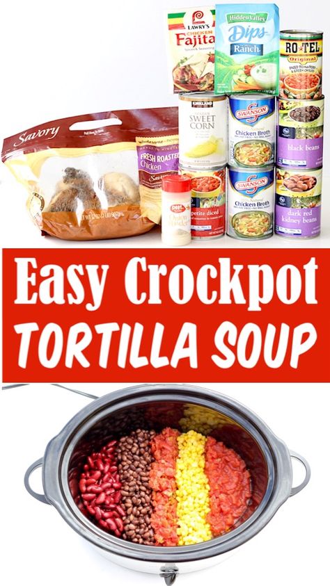 Crockpot Chicken Tortilla Soup Recipe! {Easy Slow Cooker Soup} Tortilla Soup Crockpot, Crockpot Chicken Tortilla Soup Recipes, Southwest Soup, Easy Tortilla Soup Recipe, Crockpot Chicken Tortilla Soup, Tortilla Soup Easy, Soup Recipe Easy, Chicken Tortilla Soup Crock Pot, Chicken Tortilla Soup Recipe