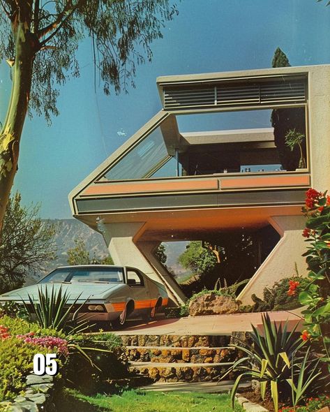 Choose your house! Visit Newretro.Net for the best and affordable retro outfits - Link in bio! - Hashtags: #1984 #synthwave #retrowave… | Instagram Retro Futuristic House Exterior, Houses From The 80s, Retro Futuristic House, Retro Futurism House, Retro House Aesthetic, Cool House Exterior, Retro House Exterior, Retrofuture Aesthetic, Back To The Future Aesthetic