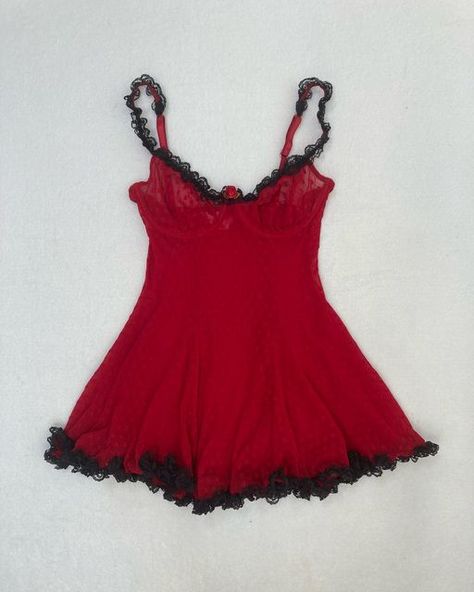 ♡ Riyah ♡ on Instagram: "♡ SOLD prebin ♡ Victoria Secret Red & Black Mesh Lace Slip" Red Silk Top, Coquette Lingerie, Outfit Ideas September, Girly Tops, Slip Dress Black, Red Silk Dress, Red Slip Dress, Clothing Outfit Ideas, Halloween 2023