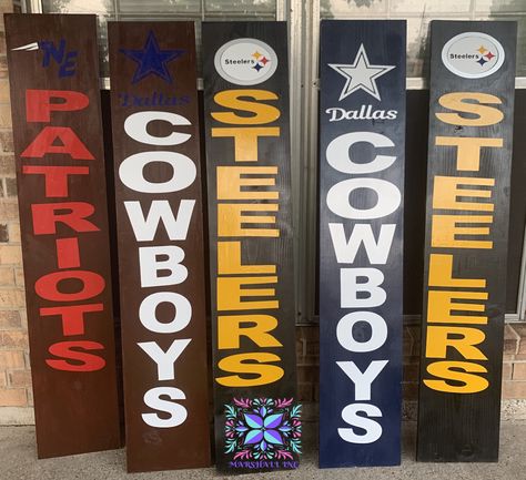 Nfl Crafts Diy, Diy Nfl Crafts Ideas, Cowboy Crafts, Dallas Cowboys Decor, Welcome Signs Front Door, Wood Yard Art, Football Crafts, Wood Projects That Sell, Wooden Welcome Signs