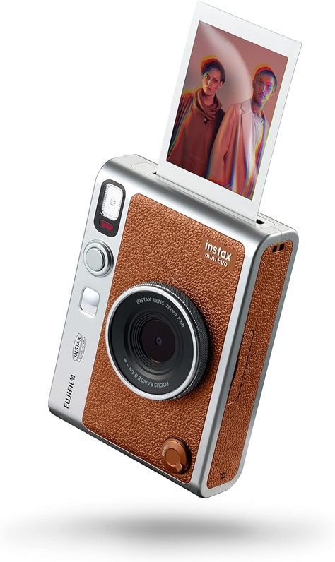 instax mini EVO Hybrid camera and smartphone printer, BROWN Instax Mini Evo, Smartphone Printer, Cinema Camera, Technology Accessories, Instant Camera, Film Cameras, Home Cinemas, Instax Mini, Wearable Technology