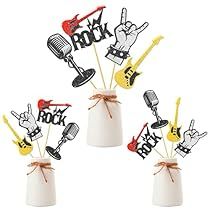 Rock Centerpieces, Born To Rock Party, Music Party Centerpieces, Rock And Roll Party, Shower Vibes, Born To Rock, Glitter Rocks, Centerpieces For Tables, Rock N Roll Party