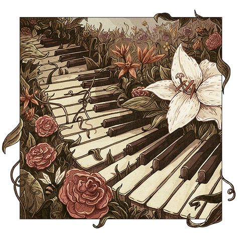 Illustration for the cover of a Piano Music CD Piano Tattoo, Illustration Tumblr, Piano Art, Drawing Eyes, Music Drawings, Music Illustration, Piano Keys, Music Artwork, Musical Art