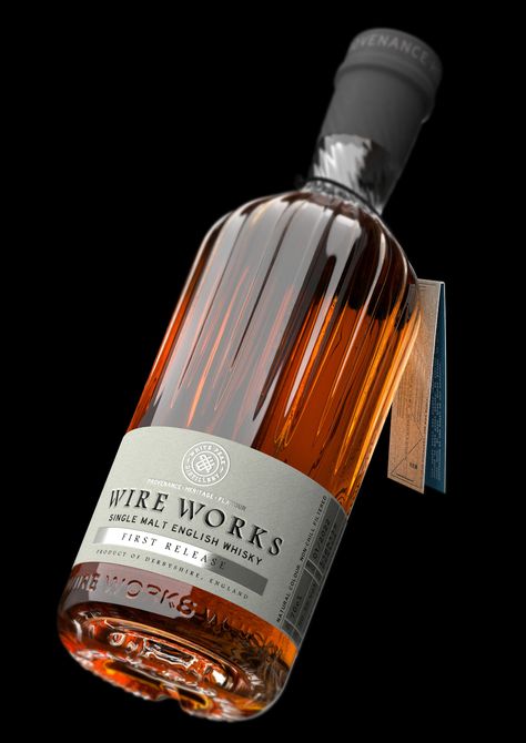 Wire Works Whisky on Behance Luxury Bottle Packaging, Whiskey Packaging, Liquor Bottle Labels, Brandy Bottle, Wine Bottle Design, Whiskey Brands, Bottle Design Packaging, Alcohol Packaging, Whisky Bottle