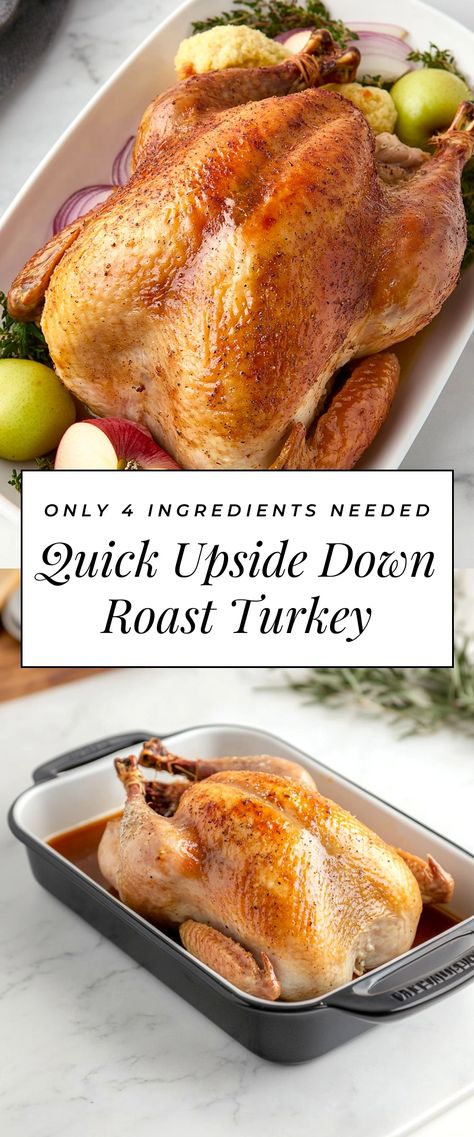 Image for Quick Upside Down Roast Turkey Cook Turkey Upside Down, How To Roast A Turkey In A Roasting Pan, How To Roast A Turkey, Roasting A Turkey In The Oven, Cooking A Turkey In The Oven, Roast Turkey Oven, Cooking Turkey Upside Down, Upside Down Turkey, Easy Roast Turkey