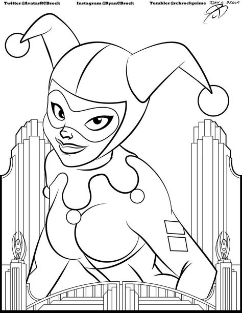 Harley Quinn Coloring Page by Ryan C Brock Harley Quinn Coloring Pages, Casual Grunge Outfits, Superhero Preschool, Superhero Coloring Pages, Casual Grunge, Superhero Coloring, Preschool Themes, Bling Nails, Color Therapy