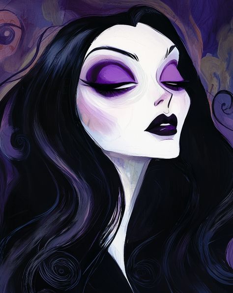 Inspired by Morticia Addams 🖤🦇  #goth #gothart #art #fantasy #kunst #mycreation Morticia Painting, Morticia Addams Fanart, Dark Profile Pics, Dark Profile, Gothic Pinup, Gothic Artwork, Weird West, Morticia Addams, Goth Art