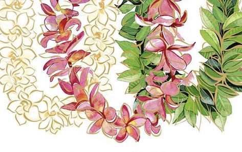 Lei Painting, Lei Wallpaper, Hawaii Print, Hawaiian Aesthetic, Hawaii Art Print, Hawaii Flowers, Hawaiian Floral Print, Aloha Print, Hawaiian Pattern