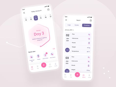 Period Tacker App by Nasir Uddin Health Tracker App, Period Apps, Period Tracker App, Travel Tracker, App Design Layout, Agency Design, Directory Design, Period Tracker, Company Design