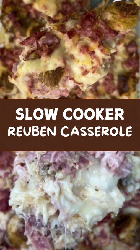 Reuben Casserole Slow Cooker Crockpot Reuben Casserole, Corned Beef And Sauerkraut Recipes Slow Cooker, Reuben Crockpot, Corned Beef Sauerkraut Crockpot, Sauerkraut Crock, Casserole Slow Cooker, Reuben Casserole, Homemade Green Bean Casserole, Slow Cooker Corned Beef