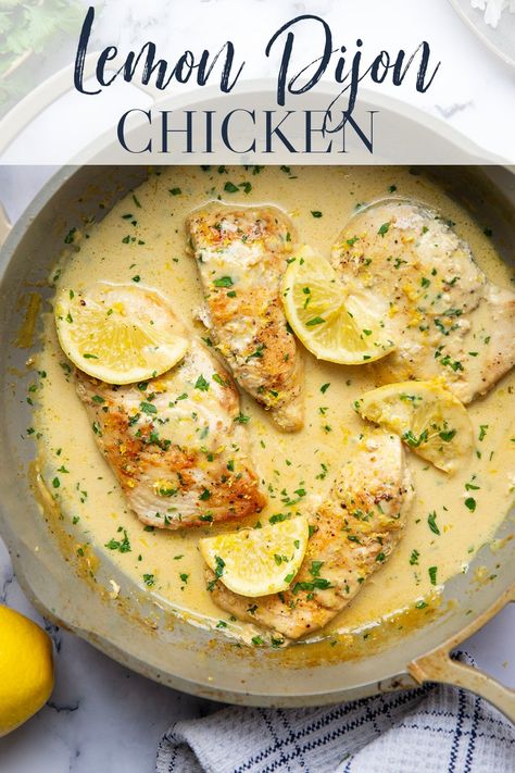 Lemon Dijon Chicken, Chicken Dijon, Apartment Meals, Kayak Art, Dijon Cream Sauce, Dijon Mustard Sauce, Cream Sauce For Chicken, Mustard Cream Sauce, Pasta Calories