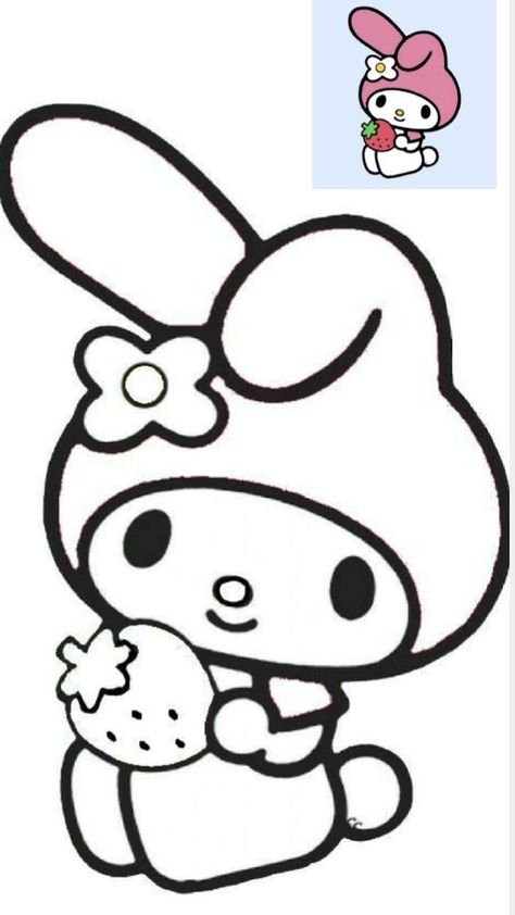 #My  Melody My Melody Simple Drawing, My Melody Canvas Painting, Cute Pictures To Draw Easy Ideas, My Melody Svg, My Melody Outline, My Melody And Kuromi Drawing, My Melody Painting, My Melody Drawing, Melody Drawing