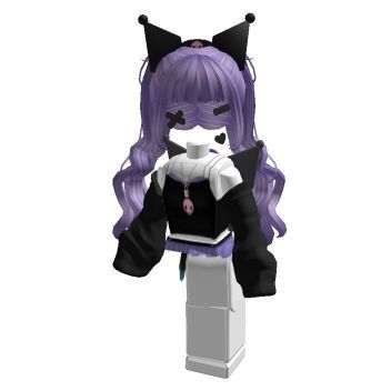 Roblox Sanrio Avatars, Roblox Sanrio Outfits Ideas, Kuromi Roblox Avatars, Kuromi Outfit, Purple Hijab, Pink Wallpaper Kawaii, Sanrio Outfits, Roblox Creator, Emo Roblox Outfits