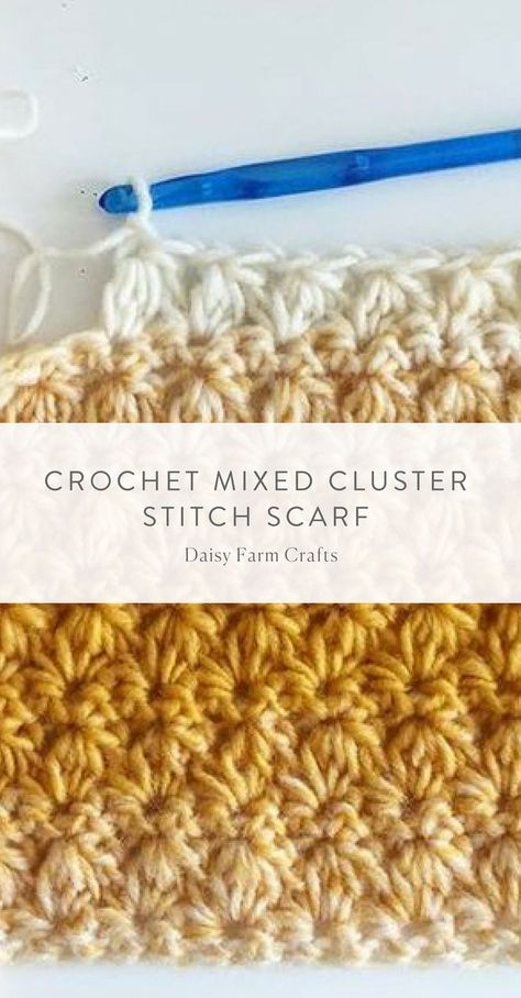 Free Pattern - Crochet Mixed Cluster Stitch Scarf Picot Crochet, Free Form Crochet, Cluster Stitch, Crochet Blog, Crochet Afghans, Knitting Needle, Lion Brand Yarn, Scarf Crochet Pattern, Crochet Stitches Tutorial