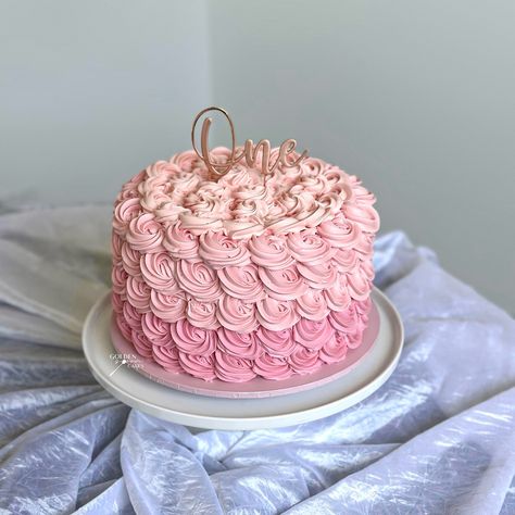 • ROSETTE SMASH CAKE • Rosette Smash Cake, Rose Gold Cake, Gold Cake, Smash Cake, Buttercream Cake, Cake Smash, Butter Cream, Rose Gold, Cake