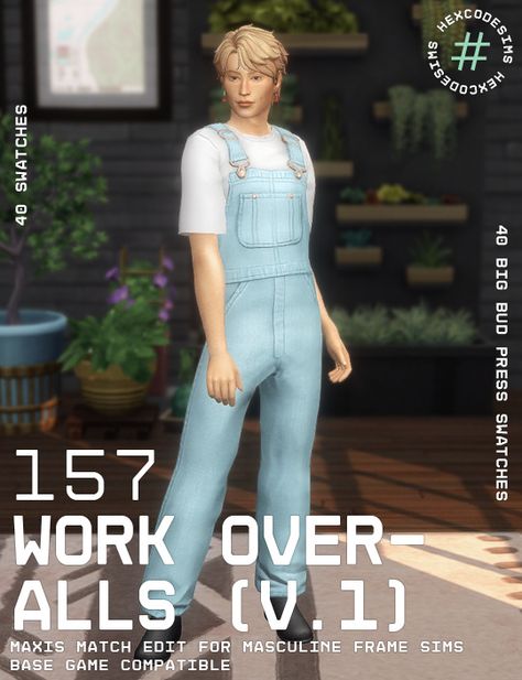 Sims 4 Overall, Overalls Sims 4 Cc, Sims 4 Overalls, Sims 4 Storytelling, Work Overalls, Sims 4 Cas Cc, The Sims 4 Custom Content, Country Boy, Mario And Luigi