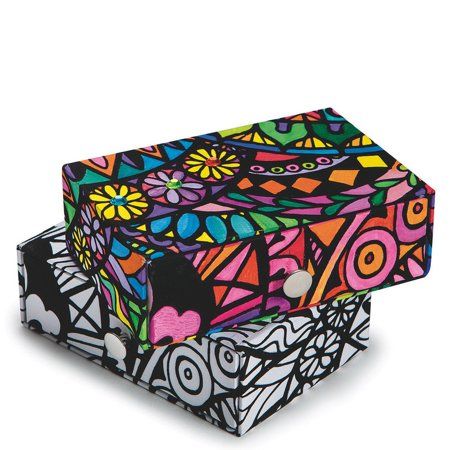 Velvet Art Trinket Box Pk6, White Fuzzy Posters, Cute Boxes, Velvet Art, Desk Items, Painted Wooden Boxes, Tree Stencil, Fun Arts And Crafts, Art Case, Cute Box