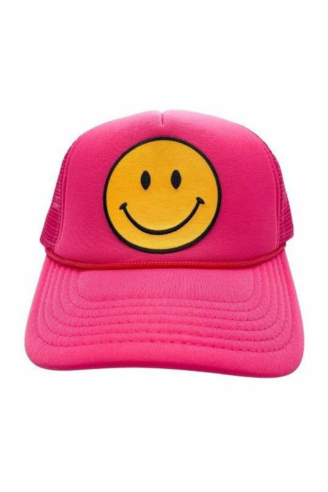 Preppy Hats, Aesthetic Hats, Smiley Face Hat, Preppy Png, Preppy Hat, Smiley Face, Neon Pink, Smiley, Dream Closet