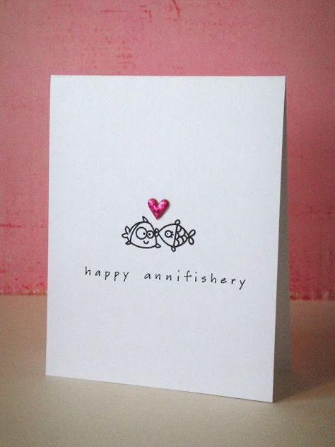 Happy Annifishery Diy Anniversary, Surf And Turf, Fishing Cards, Funny Anniversary Cards, Paper Smooches, Valentine Card, Rubber Stamping, Anniversary Card, Creative Cards