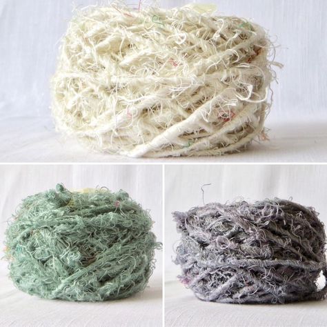 Our 100% Recycled Linen is made from the waste of textile manufacture - a sustainable fibre! This beautiful fibre is hand spun and hand twisted by female village co-operatives in India. It has a slightly fuzzy look in places which adds wonderful, organic texture . #linen #recycled #chunky #slowcraft #weave #knitting #crochet #macrame #macrame Craft From Waste Material, Macrame Weaving, Crochet Macrame, Cords Crafts, Artisan Yarn, Woven Scarves, Linen Yarn, Fibre Art, Hat Scarf