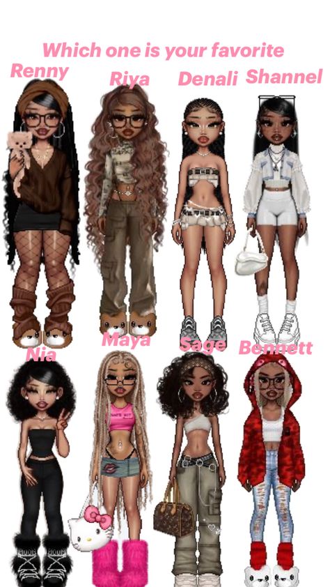 Baddies block the lane Black Bratz Doll, Preppy Outfits For School, Bratz Doll Outfits, Imvu Outfits Ideas Cute, Black Hair Roblox, Bratz Inspired Outfits, Art Outfits, Doll Clothes Barbie, The Lane