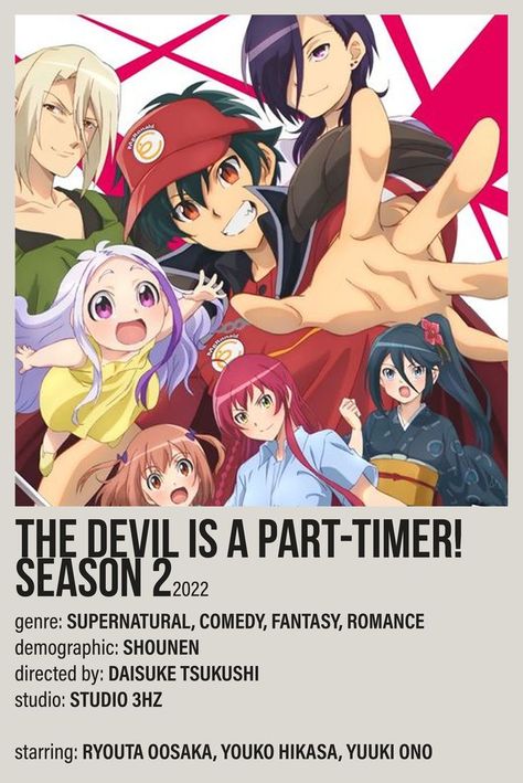 The Devil Is A Part Timer, Devil Part Timer, Anime Minimalist Poster, Hataraku Maou Sama, Best Romance Anime, Anime Suggestions, Anime List, Animes To Watch, Poster Anime