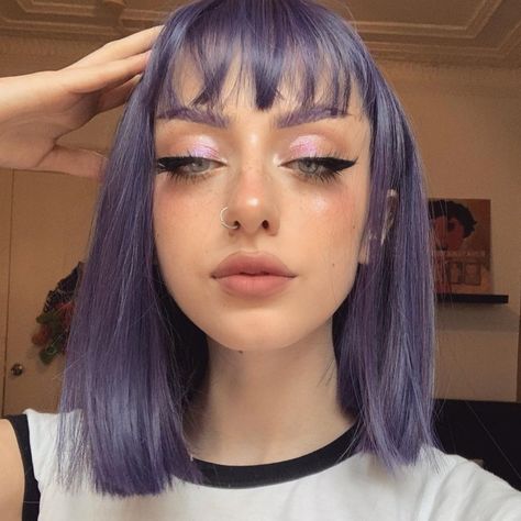 Eve Frsr, Egirl Aesthetic, Wig Ideas, Hair Secrets, Violet Hair, Makeup Idea, Dramatic Makeup, Hair Aesthetic, Natural Wigs