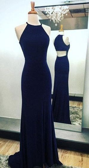 Prom Dress Halter, Blue Mermaid Prom Dress, Halter Prom Dresses, Bridesmaid Gowns, Dresses Fall, Stil Boho, Chiffon Dresses, Elegant Prom Dresses, Blue Evening Dresses