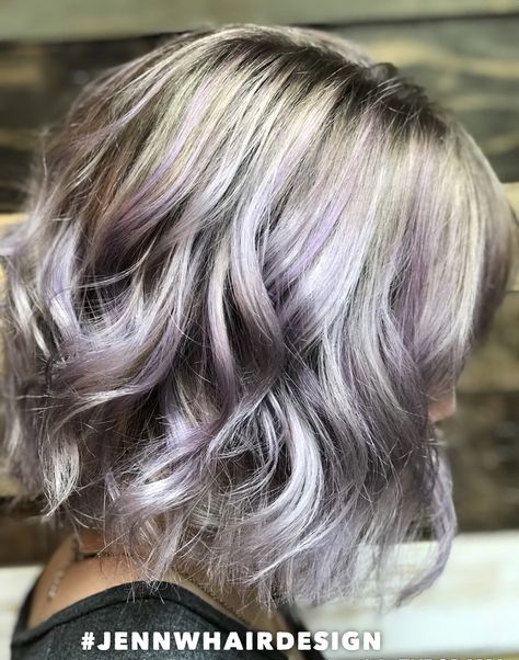 Silver Hair Purple Highlights, Grey Hair With Lavender Highlights, Gray Hair With Lavender Highlights, Gray Lavender Hair, Lavender Gray Hair, Lavender Hair Highlights, Grey Hair With Purple Highlights, Purple Hair Color Highlights, Silver Lavender Hair