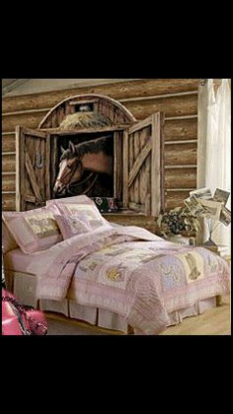 Stable Mural Horse Bedroom Ideas, Cowgirl Theme Bedrooms, Horse Room Decor, Horse Themed Bedrooms, Horse Mural, Horse Bedroom, Cowgirl Bedroom, Cowgirl Room, Horse Room