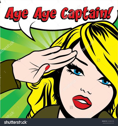 Aye Aye Captain, Pop Art Women, Aye Aye, Vector Pop, Female Art, Stock Vector, Pop Art, Vector Illustration, Comic Books