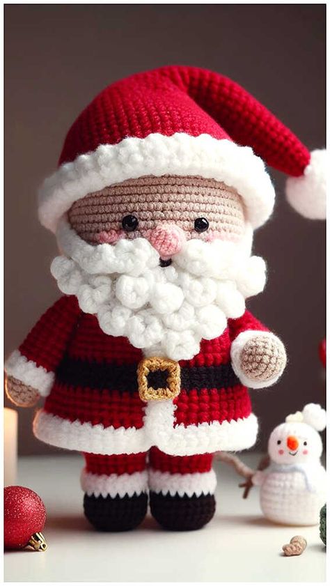 Amigurumi Santa Claus Free Pattern, Aesthetic Crochet Top, Crocheted Santa, Crochet Santa Claus, Crochet Top Ideas, Amigurumi Santa Claus, Crochet Christmas Snowflakes, Worry Worm, Amigurumi Santa