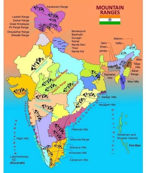 Mountain Ranges In India Map, Map Of India, Geographical Features, India Map, Cute Modest Outfits, Mountain Ranges, Mountain Range, Map, India