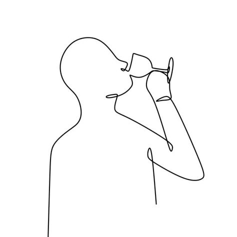 Wine Drawing, Drawing Person, Red Wine Drinks, Wing Drawing, Drawing Png, Person Drawing, Music Drawings, Line Art Drawing, One Line Art