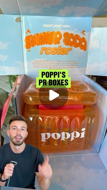 Jake Heyen on Instagram: "Brands, take notes from these @drinkpoppi PR boxes. Checks all the boxes of being shareable, unique, and practical.  #branding #marketing #brandmarketing #growthmarketing #performancemarketing #prbox #poppi" 90s Packaging Design, Unique Packaging Design Boxes, Pr Box Design, Brand Box Packaging, Pr Boxes, Unique Packaging Design, Pr Package, Pr Kit, Sample Box