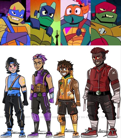 Rise of the TMNT as Humans Tmnt As Humans, Human Tmnt, Tmnt Human, Voltron Force, Tmnt Fanart, Tmnt Rise, Music Rules, Rise Of Tmnt, Turtle Tots