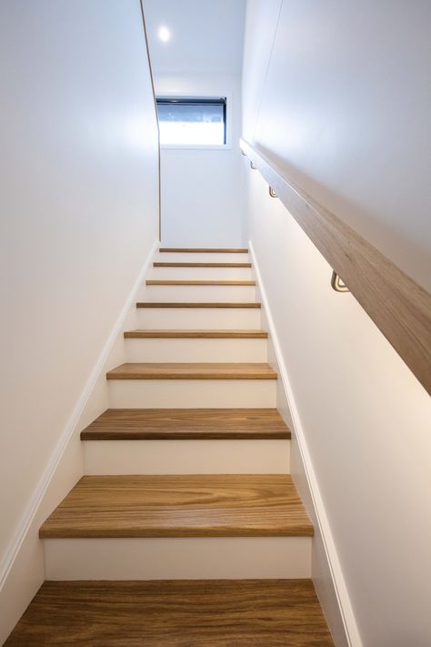 Cremorne Renovation — Above Building, Northern Beaches Builders Timber Stairs Internal, Internal Stairs, Wooden Staircase Railing, Handrail Lighting, Timber Handrail, Magnolia House, Timber Stair, White Stairs, Stair Handrail