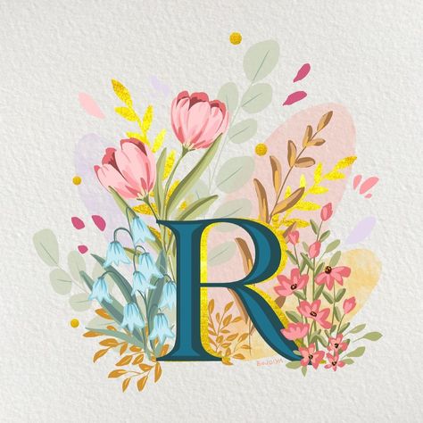 Letter R Design, R Alphabet, Tulip Fabric Paint, Christmas Fonts Alphabet, R Monogram, Initials Logo Design, Watercolor Christmas Tree, Christmas Tree Clipart, Christmas Fonts