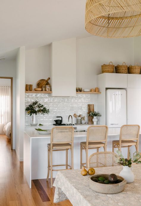 A new country home in Denmark, WA Kitchen Spotlights, Bungalow Interior, California Bungalow, Fireclay Tile, Bedroom Cabinets, Kitchen Colour Schemes, California Homes, White Cabinets, A Kitchen