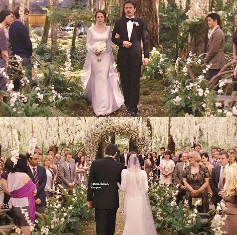 Bella And Edward Wedding, Twilight Wedding Dresses, Bella Wedding Dress, Twilight Bella And Edward, Twilight Wedding, Swan Wedding, Forest Theme Wedding, Bella Wedding, Twilight Pictures