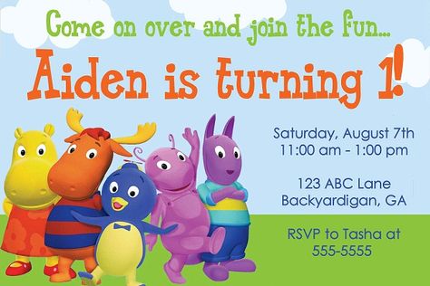 Birthday Party Invitations Ideas, Backyardigans Birthday Party, Planning 1st Birthday Party, Party Invitations Ideas, Panda Birthday Invitations, The Backyardigans, Curious George Birthday Party, Superman Birthday, Curious George Birthday