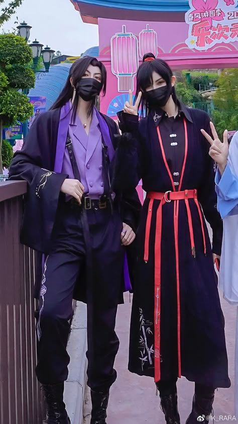 Chinese Cultivation Outfits, The Untamed Cosplay, Wei Wuxian Outfit, Mdzs Cosplay, Tgcf Cosplay, Wei Wuxian Cosplay, Chinese Street Fashion, Gaun Abad Pertengahan, Couple Cosplay