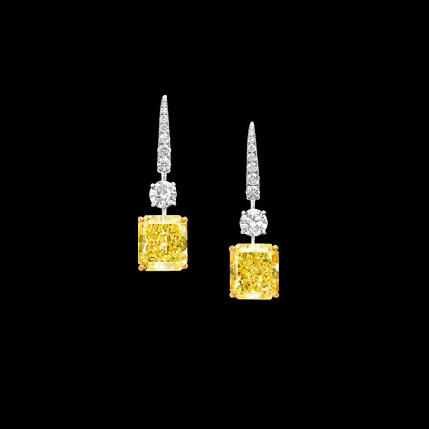 Graff Yellow Diamond Earrings, Yellow Diamond Bracelet, Graff Jewelry, Rare Diamonds, Luxurious Earrings, Yellow Diamond Earring, Fine Jewelry Earrings, Tiaras Jewellery, White Diamond Earrings