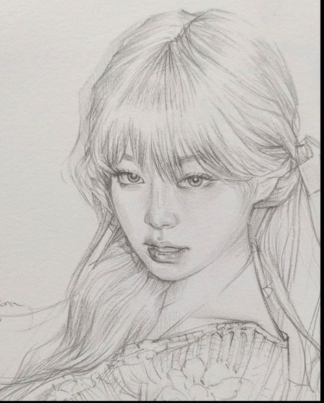 Typa Girl, Pencil Portrait Drawing, Pencil Sketch Images, Girl Drawing Sketches, Drawing Examples, Cool Pencil Drawings, Celebrity Drawings, Kpop Drawings, Easy Drawings Sketches