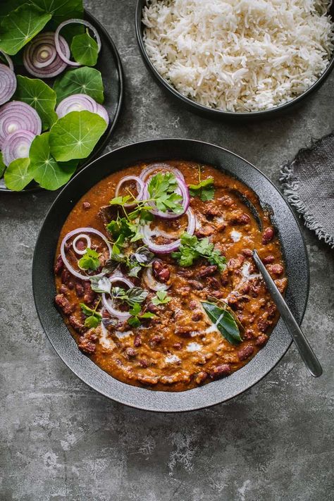 Vegan Rajma Masala (Red Kidney Bean Curry) - Cook Republic Healthier Dinners, Kidney Bean Curry, Rajma Masala, Recipes With Kidney Beans, Bean Curry, Fresh Eats, Beans Curry, Kidney Bean, Red Kidney Bean