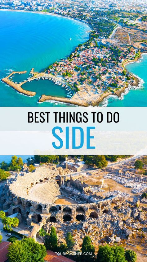 Dive into the charm of Side with our curated list of top activities! From ancient ruins to breathtaking beaches, there's no shortage of adventures in this picturesque Turkish town. 🏛️🌊 Ready to plan your Side getaway? Click to read our blog article for insider tips and recommendations! #ThingsToDoInSide #SideTravel #TurkeyAdventure #ExploreSide #VisitTurkey Athena Temple, Ancient Theater, Things To Do Inside, Turkey Beach, Side Turkey, Visit Turkey, On A Boat, Turkey Travel, Ancient Ruins