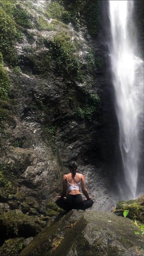 Meditating under Tumawog Falls, Philippines Hiking Philippines, Meditation Waterfall, Waterfall Meditation, Falls Philippines, Yoga Pics, Thailand Adventure, Yoga Pictures, Dream Vision Board, Chiang Mai Thailand